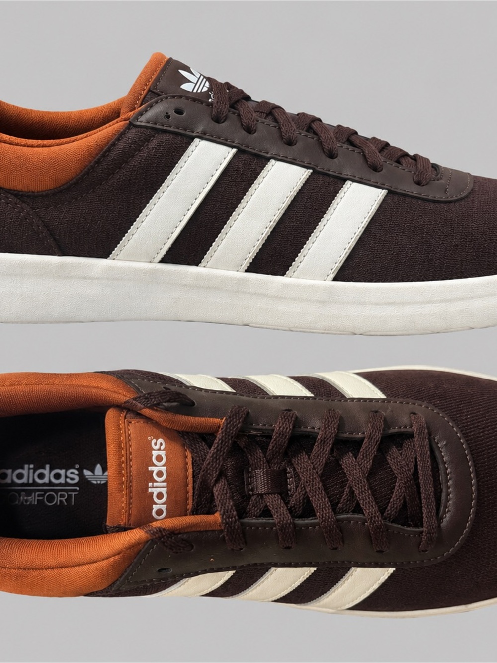 adidas Men’s Brown & White Suede Low-Top Sneakers